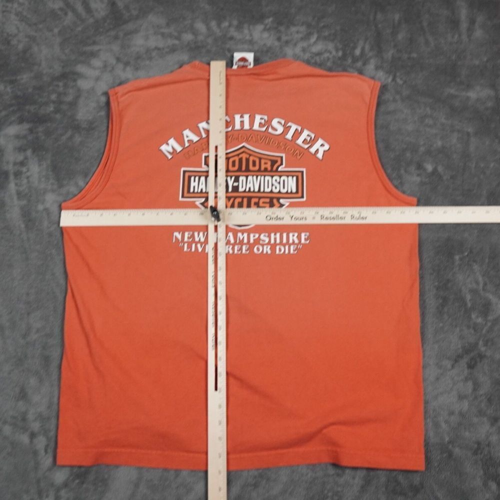 Vintage Harley Davidson Tank Top Mens Xxl Orange Skull Logo Rear Logo Manchester View 5